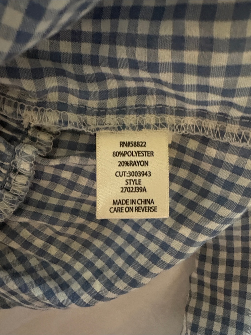 Max Studio Blue and White Gingham Tie-Waist Button-Down Top; sleeveless; M - Picture 10 of 11